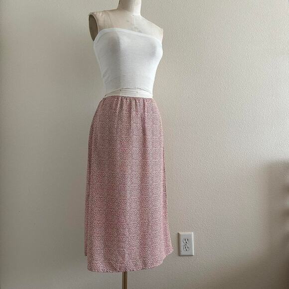 handmade coral pink all over print midi skirt - Picture 2 of 8